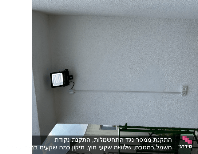 תאורת חוץ מותקנת על קיר עם חיווט חשמלי